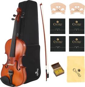 Cecilio 13cva-500 Solid Wood Acoustic Viola With Brazilwood Bow Satin Antique - Size 12 Inch