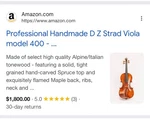 Professional Handmade Strad Viola Model 400 - By Prize Winning... Used. Price: $998.00.